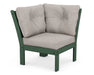 POLYWOOD Vineyard Modular Corner Chair in Green with Weathered Tweed fabric