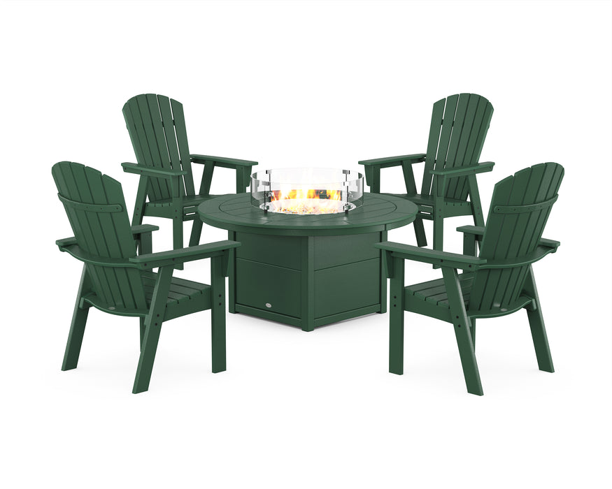 POLYWOOD® Nautical 4-Piece Curveback Upright Adirondack Conversation Set with Fire Pit Table in Mahogany