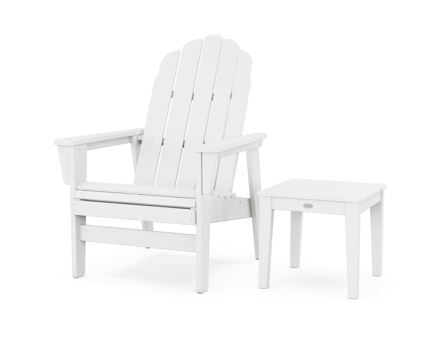 POLYWOOD® Vineyard Grand Upright Adirondack Chair with Side Table in White
