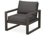 POLYWOOD EDGE Club Chair in Vintage Coffee with Ash Charcoal fabric