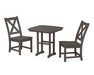 POLYWOOD Braxton Side Chair 3-Piece Dining Set in Vintage Coffee