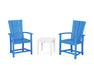 POLYWOOD® Quattro 3-Piece Upright Adirondack Chair Set in Pacific Blue / White