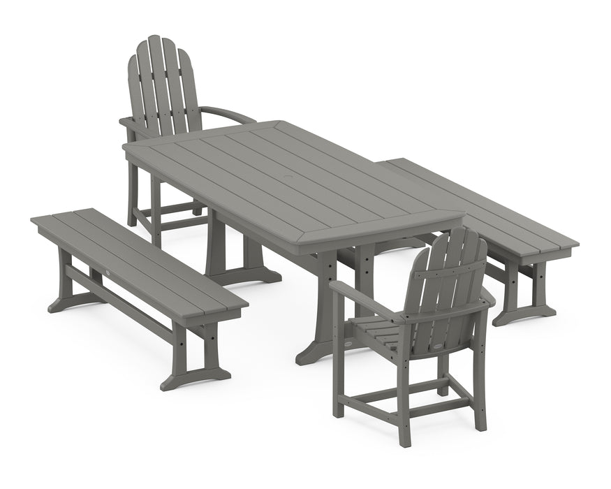 POLYWOOD Classic Adirondack 5-Piece Dining Set with Trestle Legs in Slate Grey