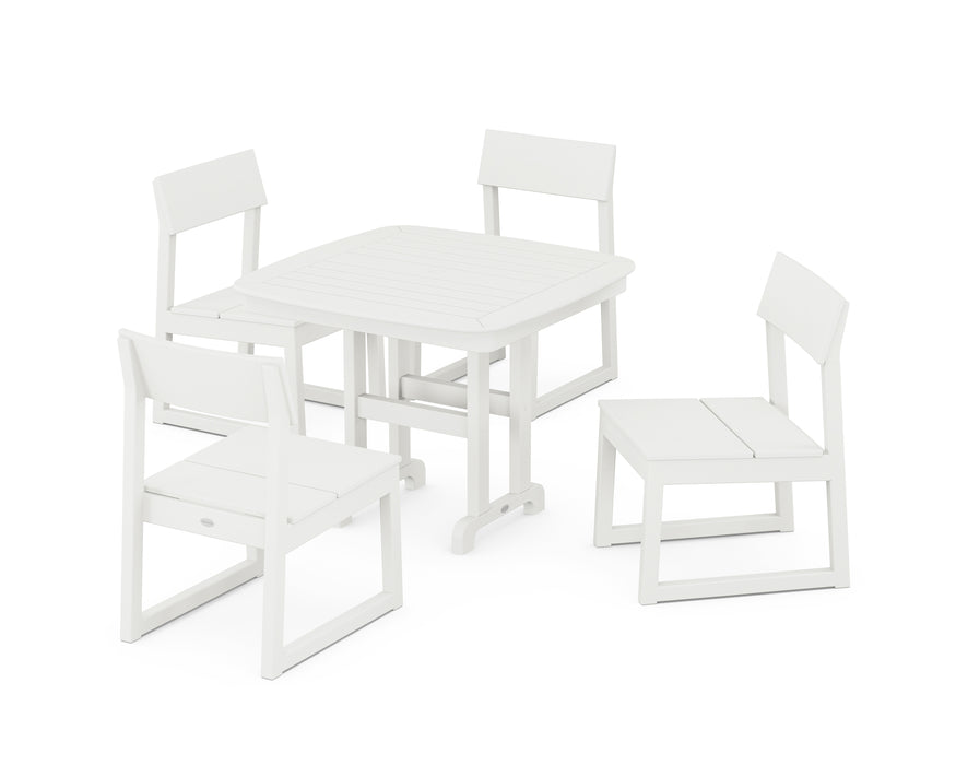 POLYWOOD EDGE Side Chair 5-Piece Dining Set in Vintage White