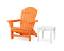 POLYWOOD® Nautical Grand Adirondack Chair with Side Table in Tangerine / White