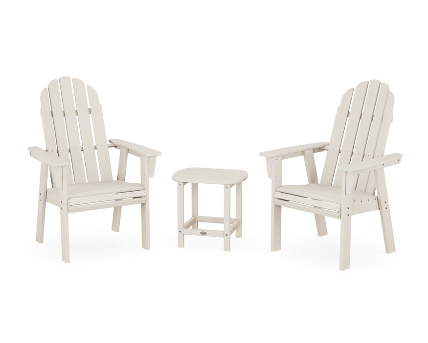 POLYWOOD® Vineyard 3-Piece Curveback Upright Adirondack Chair Set in Sand