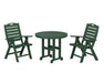 POLYWOOD Nautical Highback 3-Piece Round Dining Set in Green