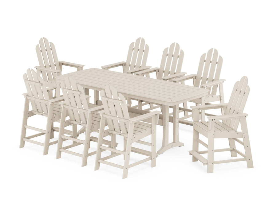 POLYWOOD® Long Island 9-Piece Counter Set with Trestle Legs in Sand
