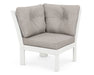 POLYWOOD Vineyard Modular Corner Chair in Vintage White with Weathered Tweed fabric