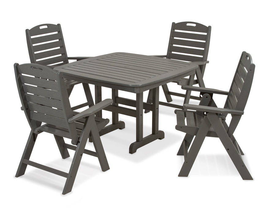 POLYWOOD® Nautical Highback Chair 5-Piece Dining Set in Black