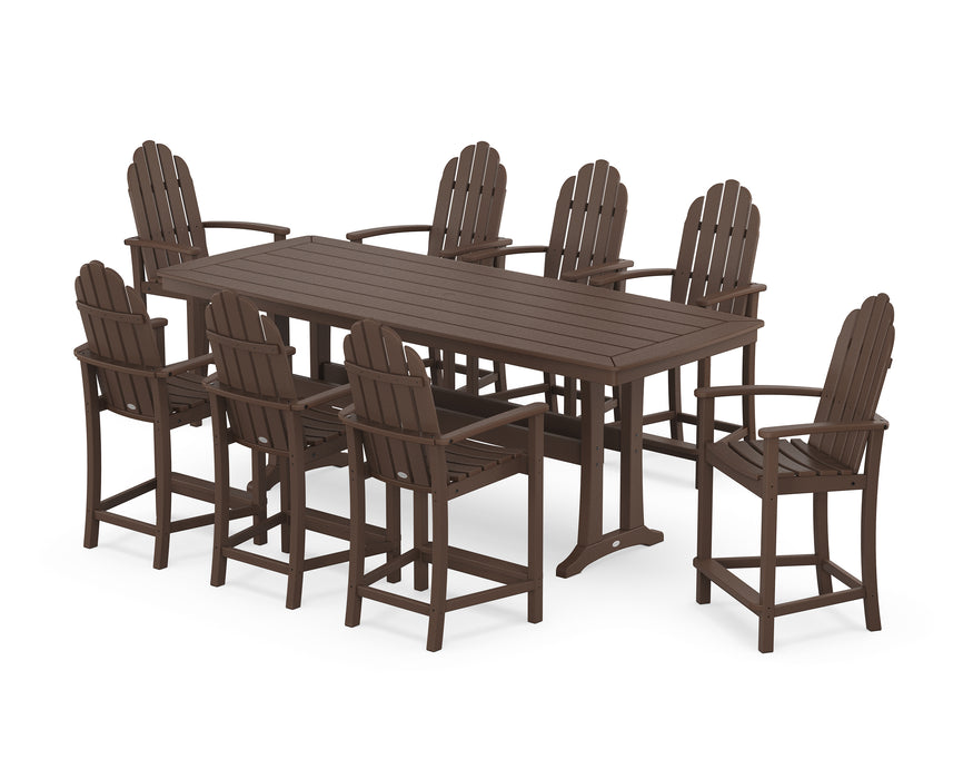 POLYWOOD® Classic Adirondack 9-Piece Counter Set with Trestle Legs in Sand
