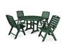POLYWOOD® 5-Piece Nautical Highback Chair Round Dining Set with Trestle Legs in Green