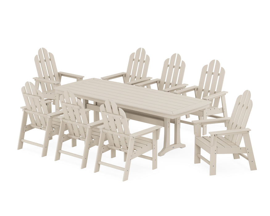 POLYWOOD Long Island 9-Piece Dining Set with Trestle Legs in Sand