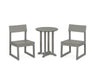 POLYWOOD EDGE Side Chair 3-Piece Round Dining Set in Slate Grey