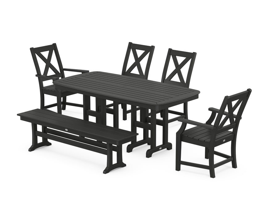 POLYWOOD Braxton 6-Piece Dining Set with Bench in Black