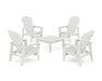 POLYWOOD® 5-Piece Nautical Grand Upright Adirondack Chair Conversation Group in Vintage White
