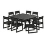 POLYWOOD EDGE Side Chair 9-Piece Dining Set with Trestle Legs in Black
