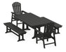 POLYWOOD South Beach 5-Piece Farmhouse Dining Set With Trestle Legs in Black