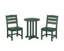 POLYWOOD Lakeside Side Chair 3-Piece Round Dining Set in Green