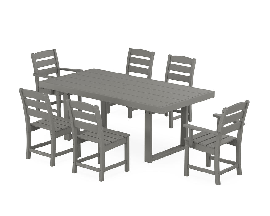 POLYWOOD Lakeside 7-Piece Dining Set with Trestle Legs in Slate Grey