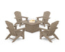 POLYWOOD® 5-Piece Nautical Grand Adirondack Conversation Set with Fire Pit Table in Vintage Sahara