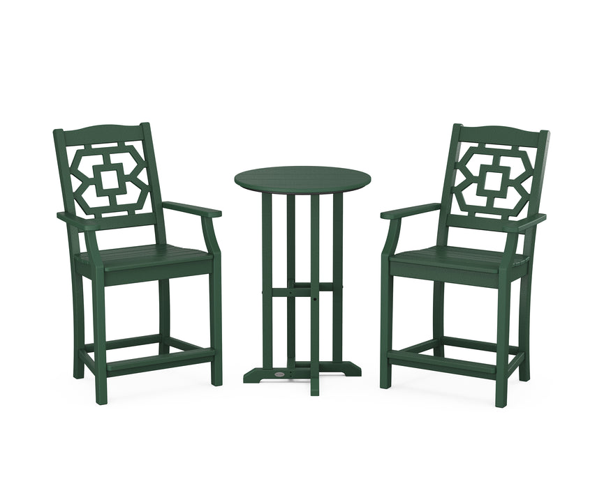 Martha Stewart by POLYWOOD Chinoiserie 3-Piece Farmhouse Counter Set in Green