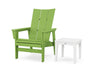 POLYWOOD® Modern Grand Upright Adirondack Chair with Side Table in Mahogany