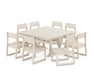 POLYWOOD EDGE Side Chair 9-Piece Dining Set with Trestle Legs in Sand