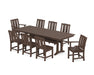 POLYWOOD® Mission 9-Piece Farmhouse Dining Set with Trestle Legs in Mahogany