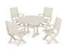 POLYWOOD Signature 5-Piece Round Dining Set with Trestle Legs in Sand