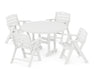 POLYWOOD Nautical Lowback 5-Piece Round Dining Set in White
