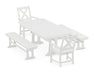 POLYWOOD Braxton 5-Piece Farmhouse Dining Set With Trestle Legs in White