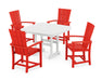 POLYWOOD Quattro 5-Piece Dining Set with Trestle Legs in Sunset Red