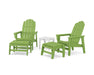 POLYWOOD® 5-Piece Vineyard Grand Upright Adirondack Set with Ottomans and Side Table in Aruba / White