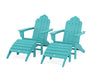 POLYWOOD Long Island Adirondack Chair 4-Piece Set with Ottomans in Teak