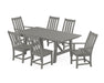 POLYWOOD Vineyard 7-Piece Rustic Farmhouse Dining Set With Trestle Legs in Slate Grey