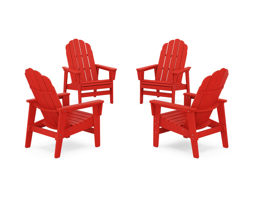 POLYWOOD® 4-Piece Vineyard Grand Upright Adirondack Chair Conversation Set in Sunset Red