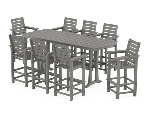 POLYWOOD® Captain 9-Piece Bar Set with Trestle Legs in Black