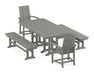 POLYWOOD Modern Adirondack 5-Piece Farmhouse Dining Set with Benches in Slate Grey