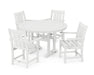 POLYWOOD® Oxford 5-Piece Round Dining Set with Trestle Legs in White