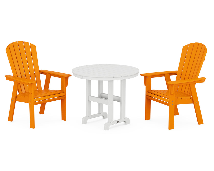 POLYWOOD Nautical Adirondack 3-Piece Round Dining Set in Tangerine