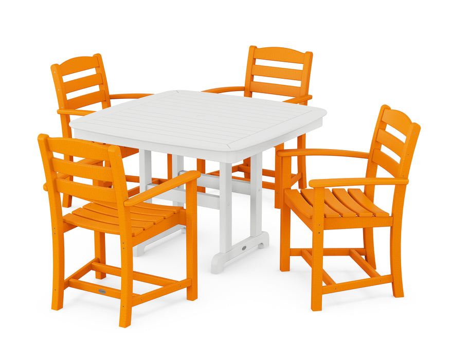 POLYWOOD La Casa Café 5-Piece Dining Set with Trestle Legs in Tangerine