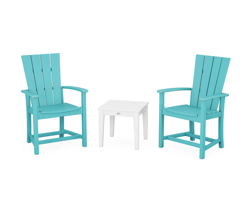 POLYWOOD® Quattro 3-Piece Upright Adirondack Chair Set in Aruba / White