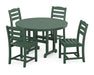 POLYWOOD La Casa Café Side Chair 5-Piece Round Farmhouse Dining Set in Green