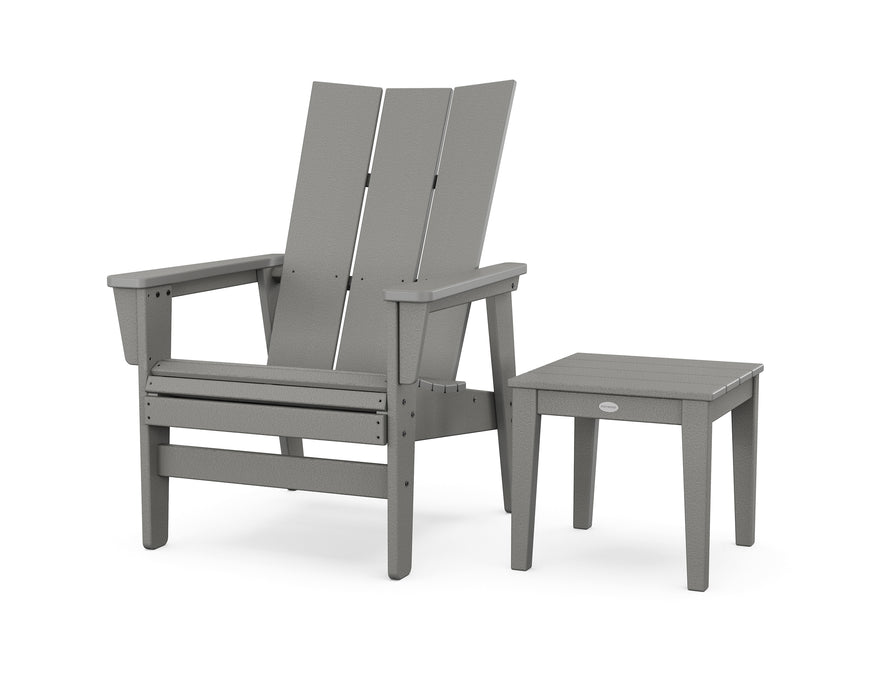 POLYWOOD® Modern Grand Upright Adirondack Chair with Side Table in Aruba / White