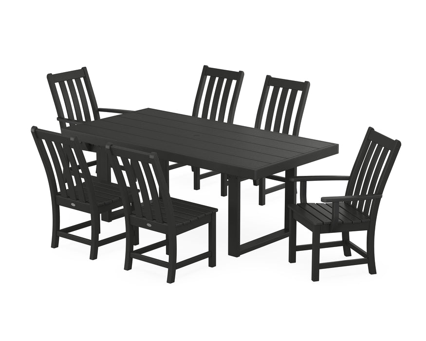 POLYWOOD Vineyard 7-Piece Dining Set with Trestle Legs in Black
