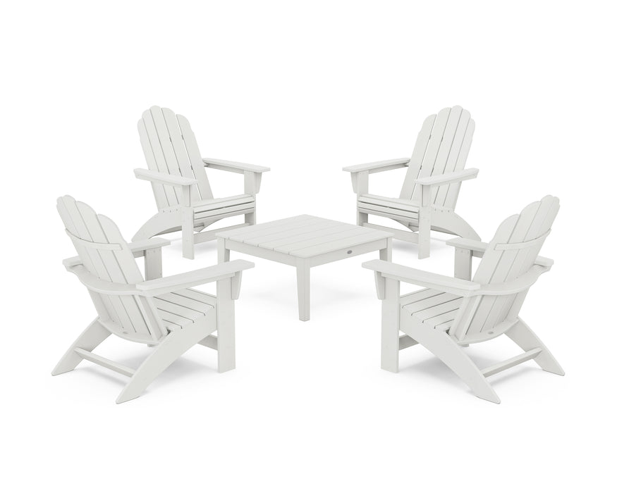 POLYWOOD® 5-Piece Vineyard Grand Adirondack Chair Conversation Group in Vintage White
