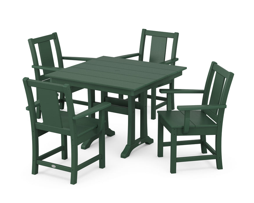 POLYWOOD® Prairie 5-Piece Farmhouse Dining Set with Trestle Legs in Mahogany