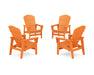 POLYWOOD® 4-Piece Nautical Grand Upright Adirondack Chair Conversation Set in Tangerine