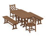 POLYWOOD Chippendale 5-Piece Dining Set with Benches in Teak